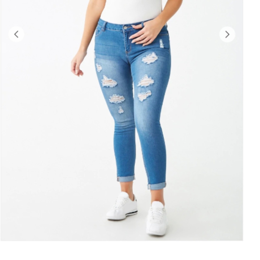Distressed Mid-Rise Jeans